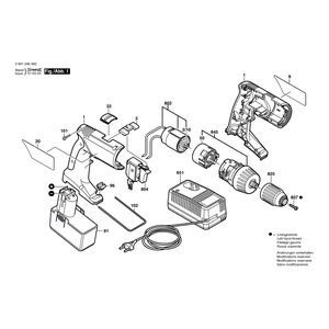 для аккумуляторной дрели-шуруповерта Bosch 3655 14.4 V 0601946460, деталировка 1