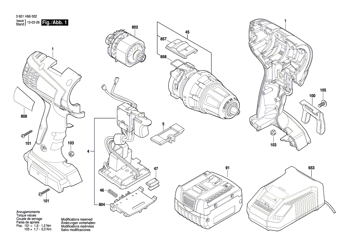 для аккумуляторной дрели-шуруповерта Bosch BS 14-A COMPACT 14.4 V 3601H66002, деталировка 1