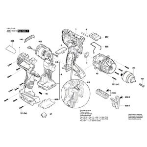 для аккумуляторной дрели-шуруповерта Bosch GSB 18 VE-EC 18 V 3601JF1300, деталировка 1