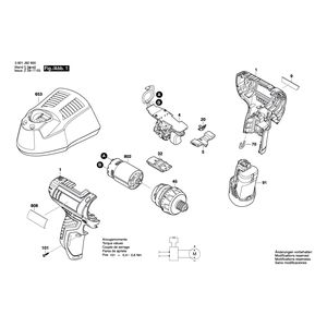 для аккумуляторной дрели-шуруповерта Bosch GSR 10,8 V-LI 10.8 V 3601J92900, деталировка 1