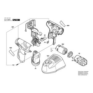 для аккумуляторной дрели-шуруповерта Bosch GSR 10,8 V-LI 10.8 V 3601J92U00, деталировка 1