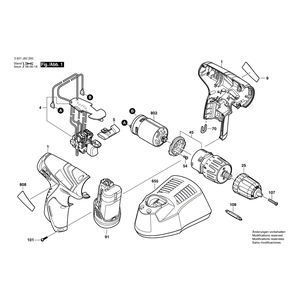 для аккумуляторной дрели-шуруповерта Bosch GSR 10,8 V-LIQ 10.8 V 3601J92200, деталировка 1