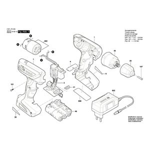 для аккумуляторной дрели-шуруповерта Bosch GSR 1000 10.8 V 3601JF4020, деталировка 1