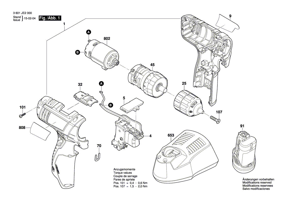 для аккумуляторной дрели-шуруповерта Bosch GSR 1080-2-LI 10.8 V 3601JE2001, деталировка 1