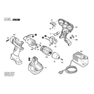 для аккумуляторной дрели-шуруповерта Bosch GSR 12 V 12 V 0601916520, деталировка 1