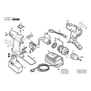 для аккумуляторной дрели-шуруповерта Bosch GSR 12 V 12 V 0601949503, деталировка 1