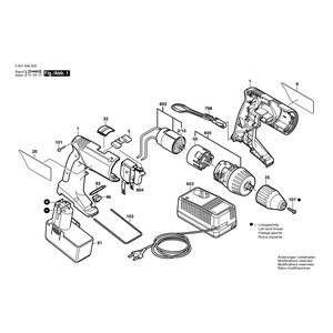 для аккумуляторной дрели-шуруповерта Bosch GSR 12 VPE-2 12 V 0601946503, деталировка 1