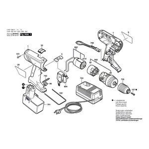 для аккумуляторной дрели-шуруповерта Bosch GSR 12 VPE-2 12 V 0601997555, деталировка 1