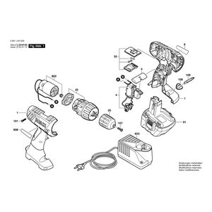 для аккумуляторной дрели-шуруповерта Bosch GSR 12-2 12 V 3601J18J00, деталировка 1