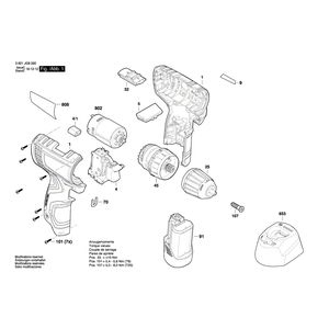 для аккумуляторной дрели-шуруповерта Bosch GSR 120-LI 12 V 3601JG8000, деталировка 1