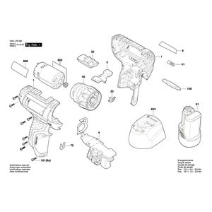 для аккумуляторной дрели-шуруповерта Bosch GSR 12V-15FC 12 V 3601JF6000, деталировка 1