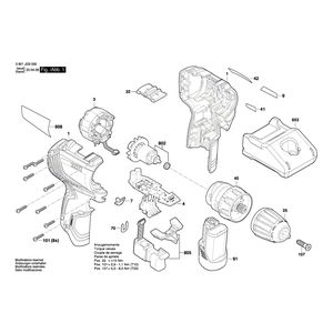 для аккумуляторной дрели-шуруповерта Bosch GSR 12V-30 12 V 3601JG9000, деталировка 1