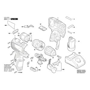 для аккумуляторной дрели-шуруповерта Bosch GSR 12V-35 12 V 3601JH8000, деталировка 1