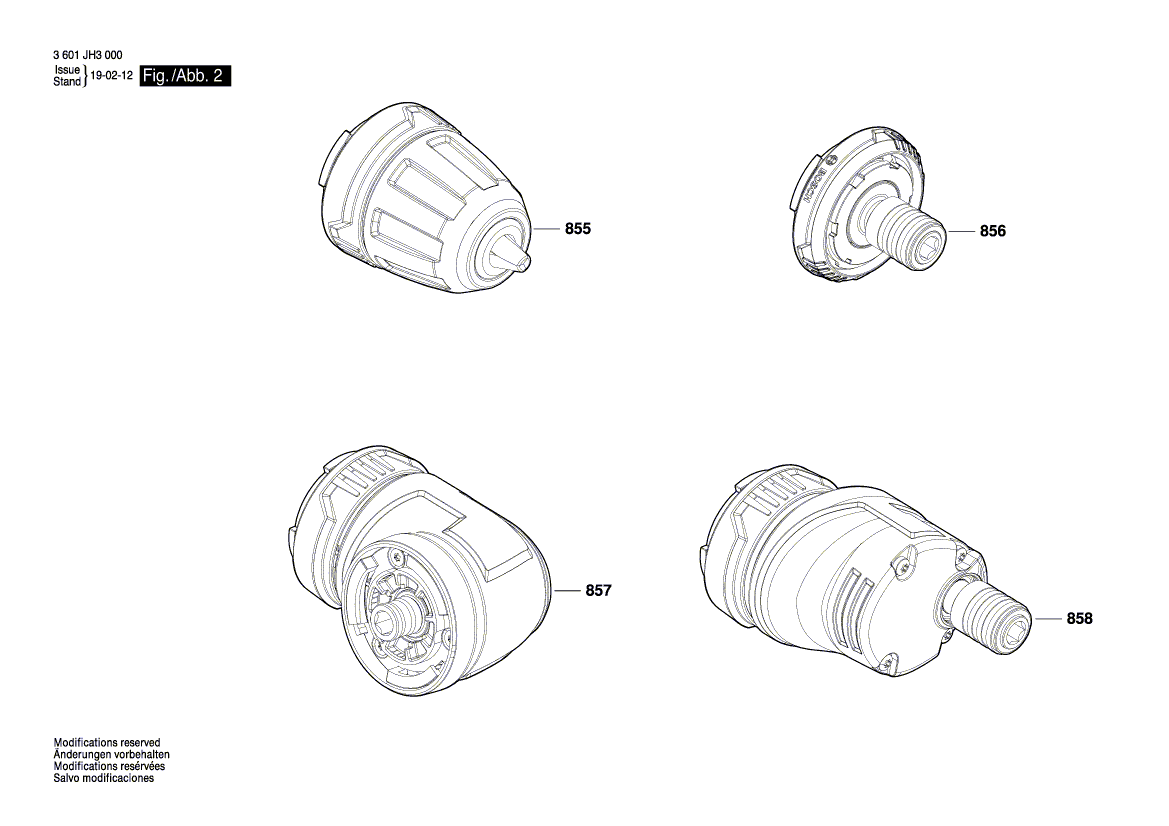 для аккумуляторной дрели-шуруповерта Bosch GSR 12V-35FC 12 V 3601JH3000, деталировка 2
