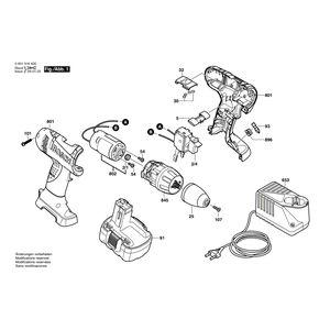 для аккумуляторной дрели-шуруповерта Bosch GSR 14,4 V 14.4 V 0601916420, деталировка 1