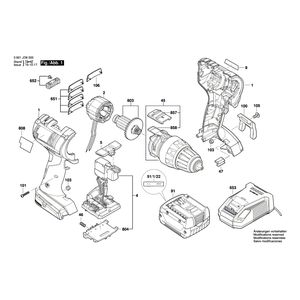 для аккумуляторной дрели-шуруповерта Bosch GSR 14,4 V-EC 14.4 V 3601JD6000, деталировка 1