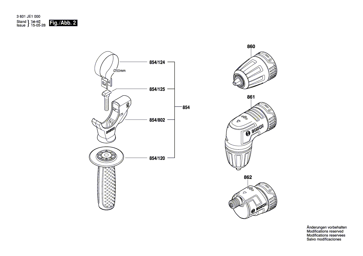 для аккумуляторной дрели-шуруповерта Bosch GSR 14,4 V-EC FC2 14.4 V 3601JE1000, деталировка 2