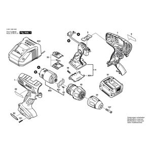 для аккумуляторной дрели-шуруповерта Bosch GSR 14,4 V-LI 14.4 V 3601H60400, деталировка 1