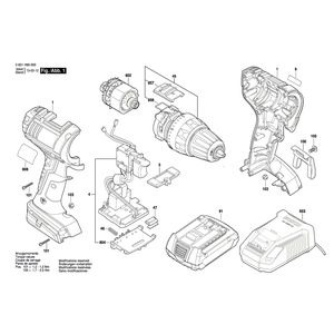 для аккумуляторной дрели-шуруповерта Bosch GSR 14,4 V-LI 14.4 V 3601H66000, деталировка 1