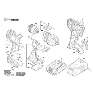 для аккумуляторной дрели-шуруповерта Bosch GSR 14,4 V-LI HX 14.4 V 3601H69000, деталировка 1