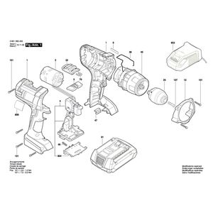 для аккумуляторной дрели-шуруповерта Bosch GSR 14,4 VE-2-LI 14.4 V 3601H65400, деталировка 1