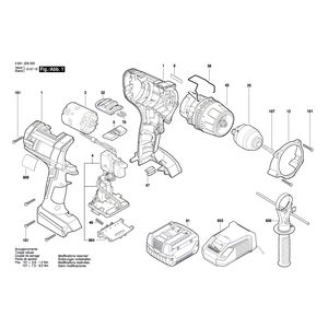 для аккумуляторной дрели-шуруповерта Bosch GSR 14,4 VE-2-LI 14.4 V 3601JD9000, деталировка 1