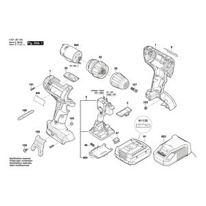 для аккумуляторной дрели-шуруповерта Bosch GSR 14,4-2-LI 14.4 V 3601JB7400, деталировка 1