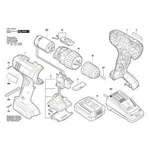 для аккумуляторной дрели-шуруповерта Bosch GSR 1440-LI 14.4 V 3601JA8400, деталировка 1