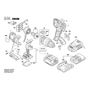 для аккумуляторной дрели-шуруповерта Bosch GSR 18 V-EC 18 V 3601JD6100, деталировка 1