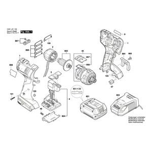 для аккумуляторной дрели-шуруповерта Bosch GSR 18 V-EC FC2 18 V 3601JE1100, деталировка 1