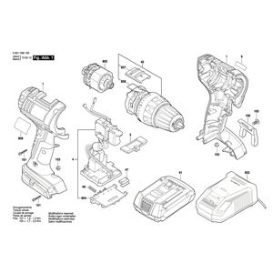 для аккумуляторной дрели-шуруповерта Bosch GSR 18 V-LI 18 V 3601H66100, деталировка 1