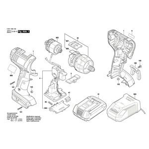 для аккумуляторной дрели-шуруповерта Bosch GSR 18 V-LI HX 18 V 3601H69100, деталировка 1