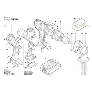 для аккумуляторной дрели-шуруповерта Bosch GSR 18 VE-2-LI 18 V 3601H65300, деталировка 1