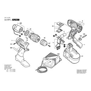 для аккумуляторной дрели-шуруповерта Bosch GSR 18-2 18 V 3601J18300, деталировка 1