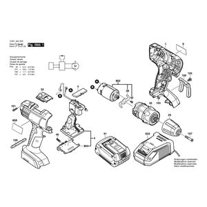 для аккумуляторной дрели-шуруповерта Bosch GSR 18-2-LI 18 V 3601JA4300, деталировка 1