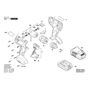 для аккумуляторной дрели-шуруповерта Bosch GSR 180-LI 18 V 3601JF8100, деталировка 1