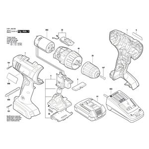 для аккумуляторной дрели-шуруповерта Bosch GSR 1800-LI 18 V 3601JA8300, деталировка 1