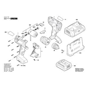 для аккумуляторной дрели-шуруповерта Bosch GSR 18V-21 18 V 3601JH1000, деталировка 1