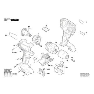 для аккумуляторной дрели-шуруповерта Bosch GSR 18V-50 18V 3601JH5000, деталировка 1