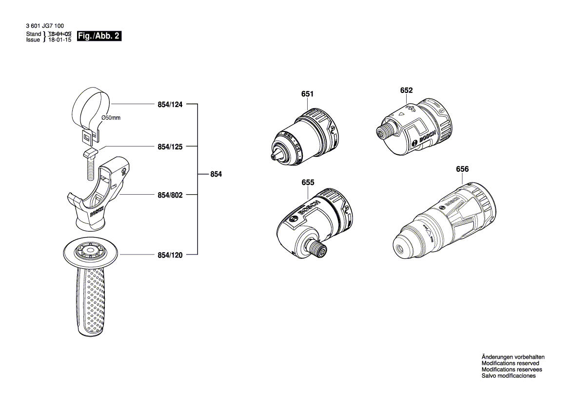 для аккумуляторной дрели-шуруповерта Bosch GSR 18V-60 FC 18 V 3601JG7100, деталировка 2