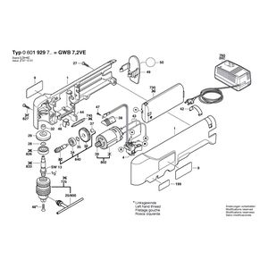 для аккумуляторной угловой дрели Bosch GWB 7,2 VE 7.2 V 0601929703, деталировка 1