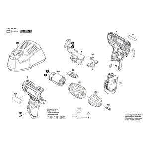 для аккумуляторной ударной дрели Bosch GSB 10,8-2-LI 10.8 V 3601JB6900, деталировка 1