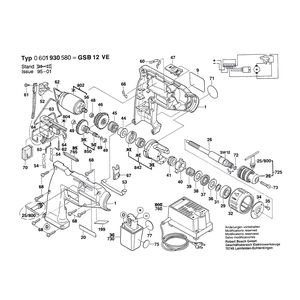 для аккумуляторной ударной дрели Bosch GSB 12 VE 12 V 0601930580, деталировка 1