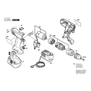 для аккумуляторной ударной дрели Bosch GSB 12 VE-2 12 V 0601952503, деталировка 1