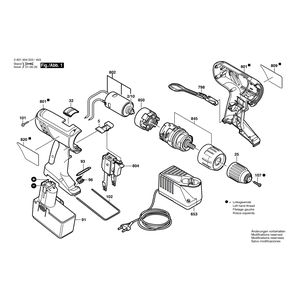 для аккумуляторной ударной дрели Bosch GSB 12 VE-2 12 V 0601954520, деталировка 1