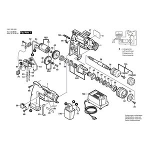 для аккумуляторной ударной дрели Bosch GSB 12 VES 12 V 0601930560, деталировка 1