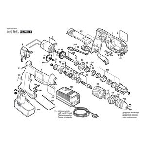 для аккумуляторной ударной дрели Bosch GSB 12 VES-2 12 V 0601937503, деталировка 1