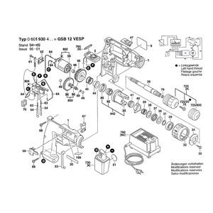 для аккумуляторной ударной дрели Bosch GSB 12 VESP 12 V 0601930403, деталировка 1