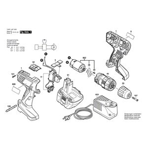 для аккумуляторной ударной дрели Bosch GSB 12-2 12 V 3601JA7500, деталировка 1