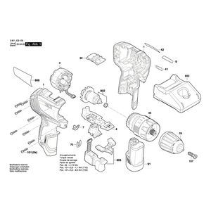 для аккумуляторной ударной дрели Bosch GSB 12V-30 12 V 3601JG9100, деталировка 1